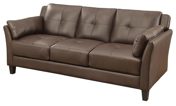 Furniture of America Tonia Contemporary Faux Leather Tufted Sofa in Brown   Transitional   Sofas   by Homesquare  Houzz