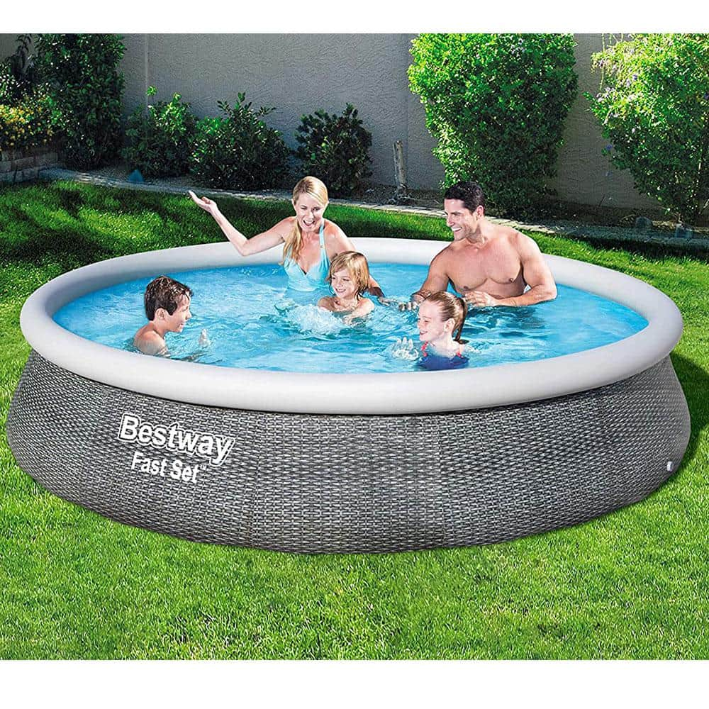 Bestway 13 ft. Round 33 in. Fast Set Inflatable Pool Set 57375E