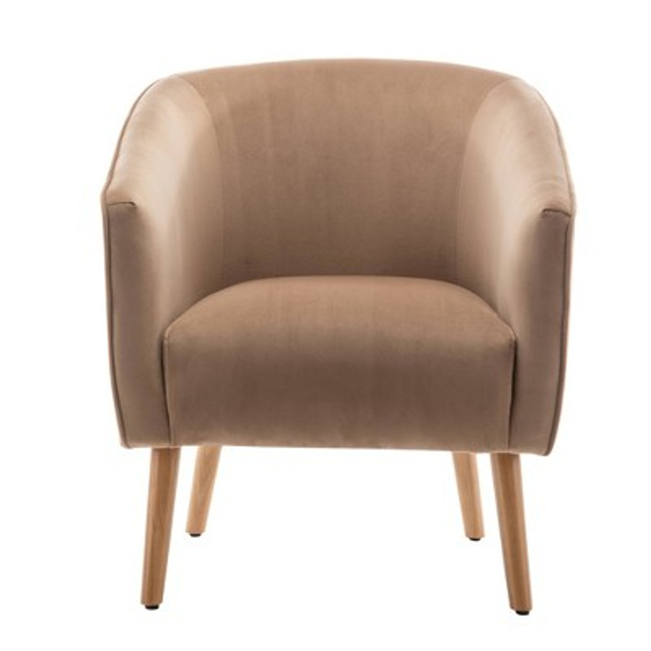 Barrel Accent Chair Light Brown Velvet - WOVENBYRD