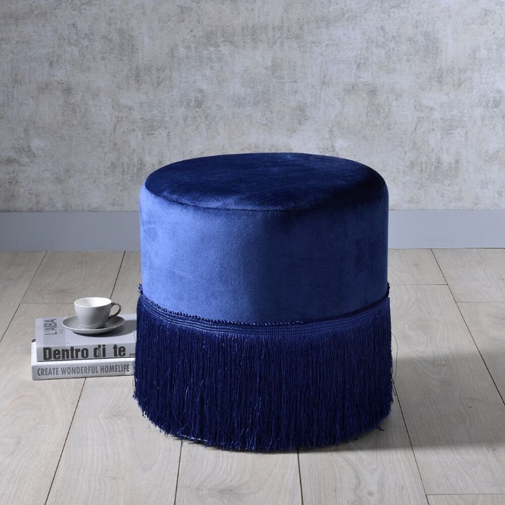 Round Ottoman with Fringe Base