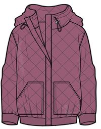 Clementine Recycled Quilted Popper Up Hoodie - Mauve Haze