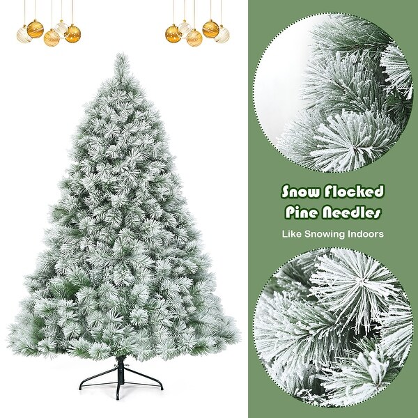 Costway 6ft or 7ft Premium Hinged Artificial Christmas Tree Snowy Pine