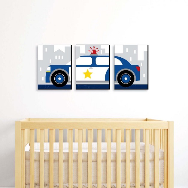 Big Dot Of Happiness Calling All Units Police Cop Car Nursery Wall Art And Kids Room Decor 7 5 X 10 Inches Set Of 3 Prints