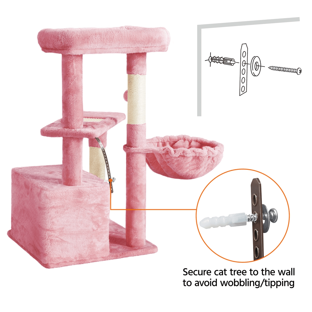 SmileMart 33" H Cat Tree Tower with Condo and Perches, Pink