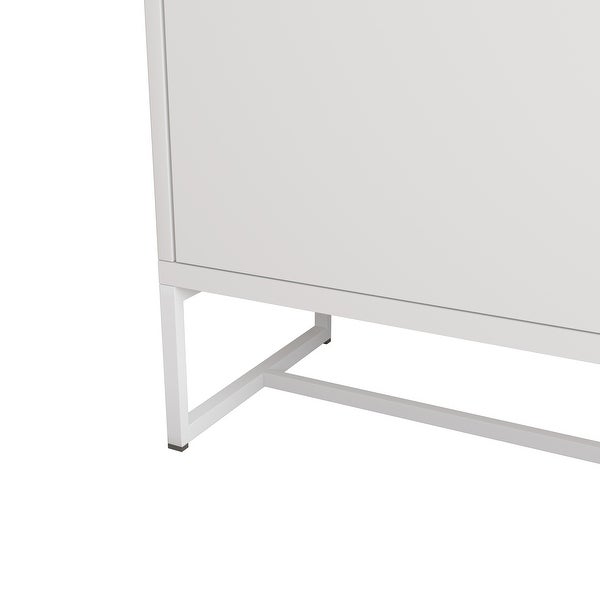 White Modern Sideboard，Kitchen Storage Cabinet with Metal Legs