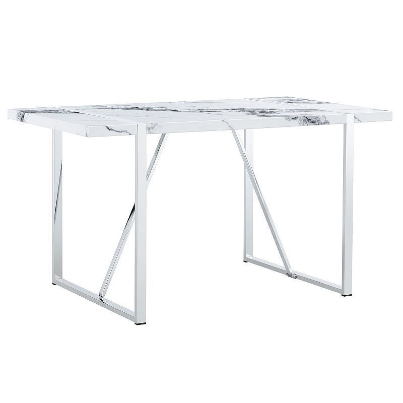 Merax Modern Dining Table，55 Inch Faux Marble Kitchen Table