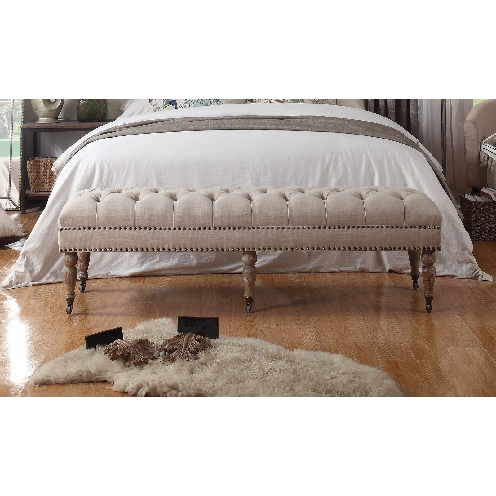 Rosevera Berta 62.75 in. Upholstered Ottoman Bedroom Bench