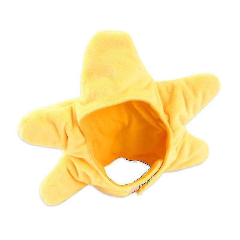 Cute Hat For Cat Starfish Dress Up Costume Pet Cap Soft Warm Yellow Headwear