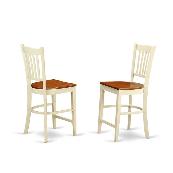 East West Furniture Groton Counter Stools With Wooden Seat - Set of 2 (Finish Option)