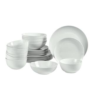 Over and Back Organic white 24 piece casual bone white porcelain dinnerware set 914029