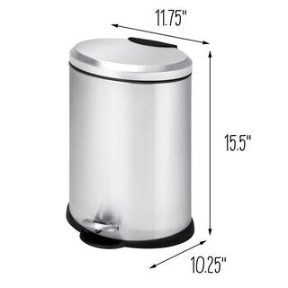 Honey-Can-Do 3 Gal. Stainless Steel Oval Step-On Touchless Trash Can TRS-01447