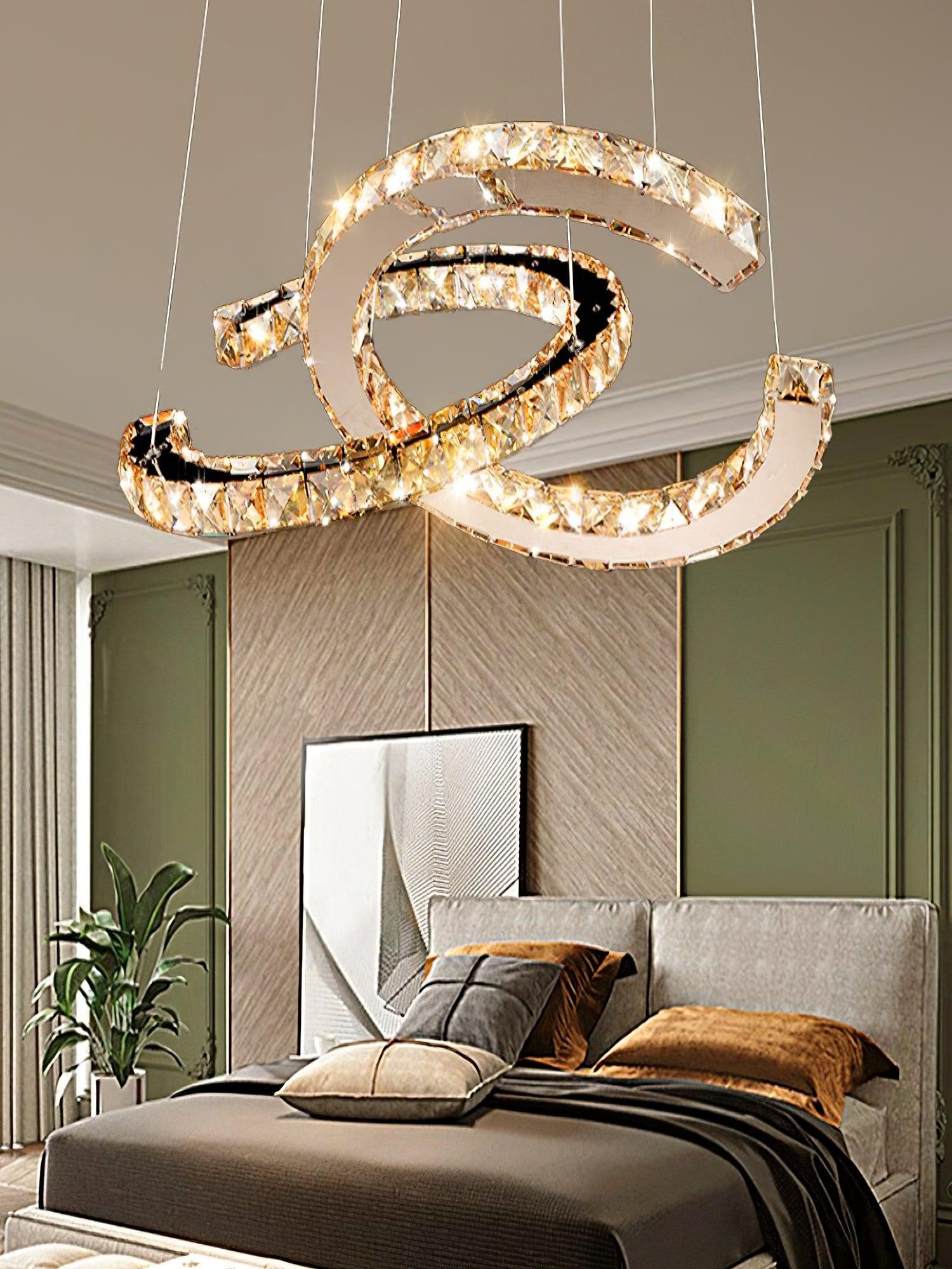 Modern Crystal Double C Chandelier