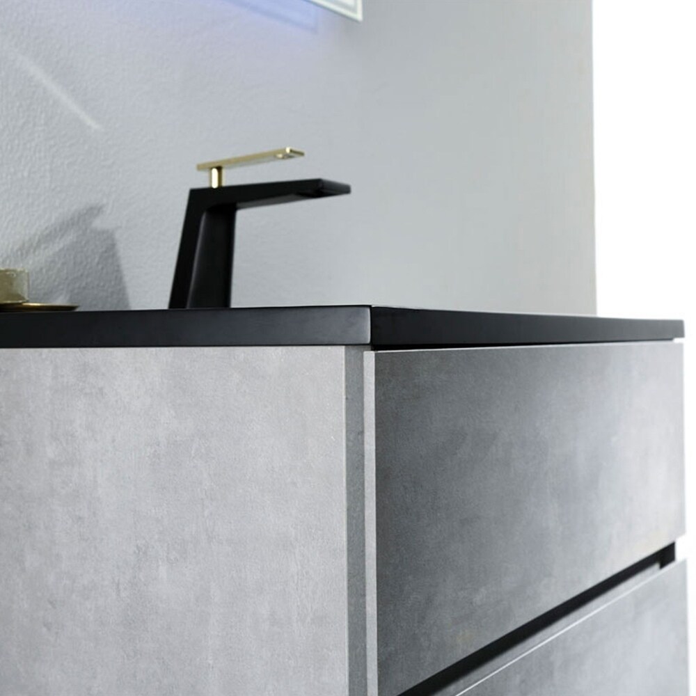 Contemporary Bathroom Vanity With Black Countertop  Venice Gray