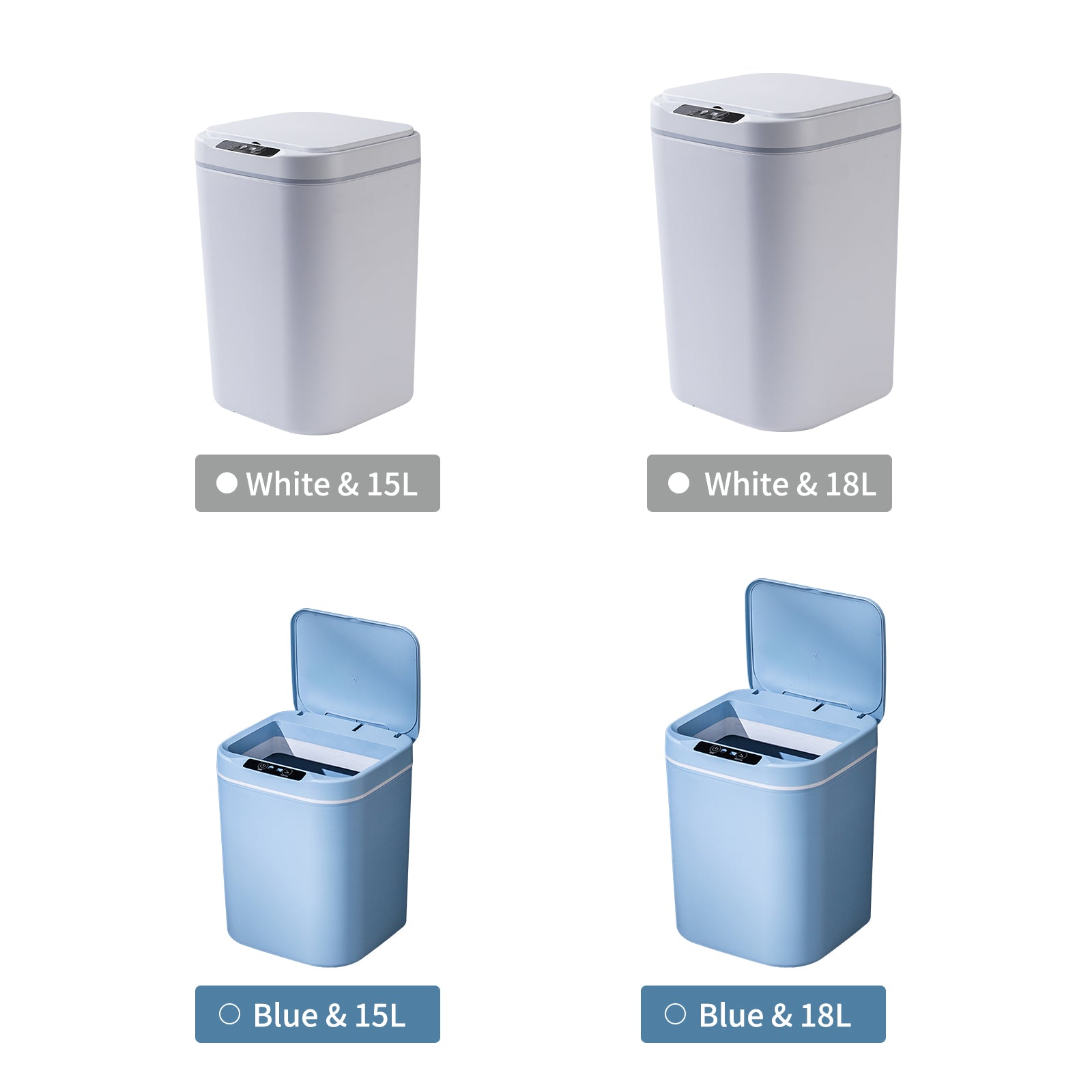 15L Touch-free Trash Cans Smart Knock Induction Trash Bin Automatic Garbage Can Infrared Motion Sensor with Lid for Car Kitchen Bathroom Office Bedroom