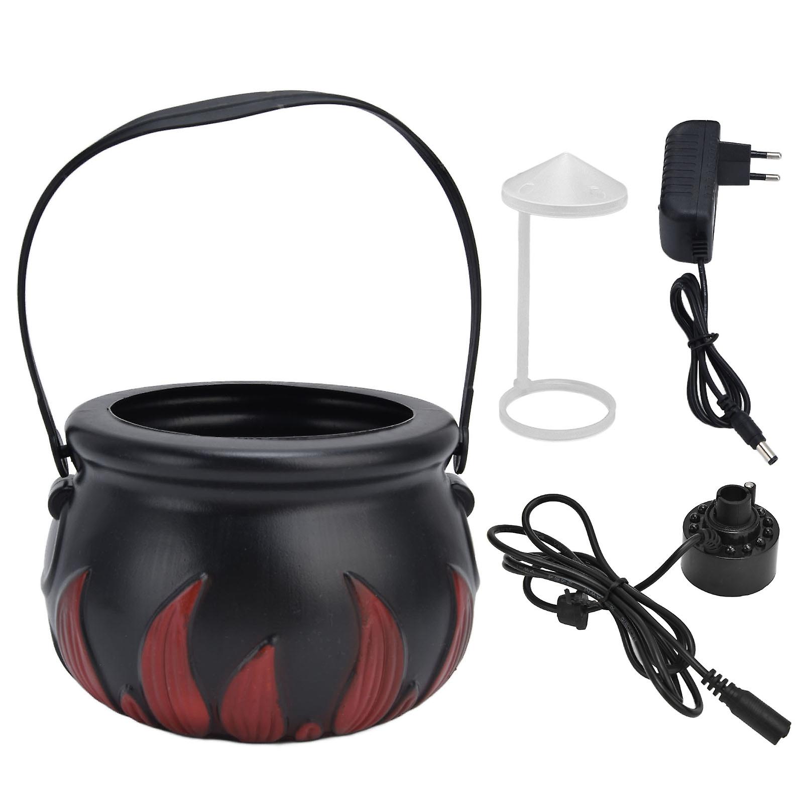 Halloween Witch Pot Smoke Machine Mist Maker Fogger With Color Changing Led Light Party Prop Ac100240vred Flame Eu Plug