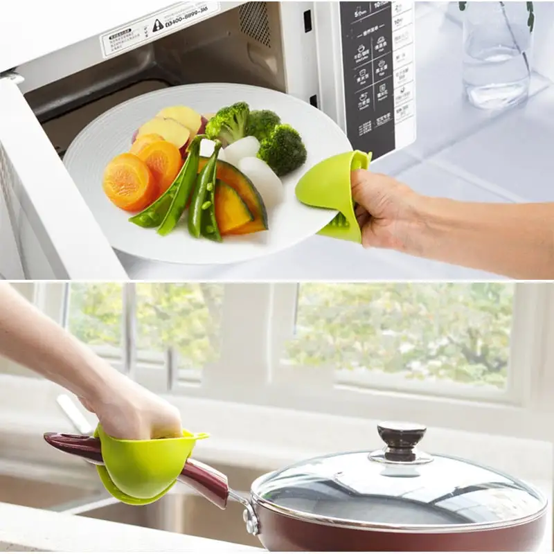 New Thicken Food Grade Silicone Anti-Hot Gloves Bowl Folder Kitchen Heat Insulation Plate Folder Baking Oven Hand Clip Mitts