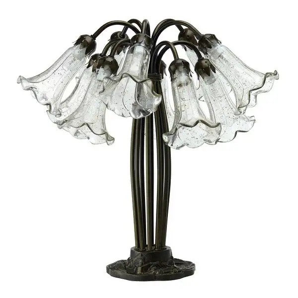 Laura River of Goods Brushed Bronze Metal and Glass Novelty Bell Shades 21-Inch Table Lamp - 21