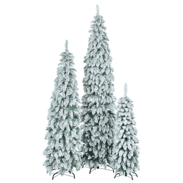 Set of 3 Hinged Xmas Trees with 820 WarmYellow LED Lights and 2539 Branch Tips，PreLit Green Pine Artificial Christmas Tree