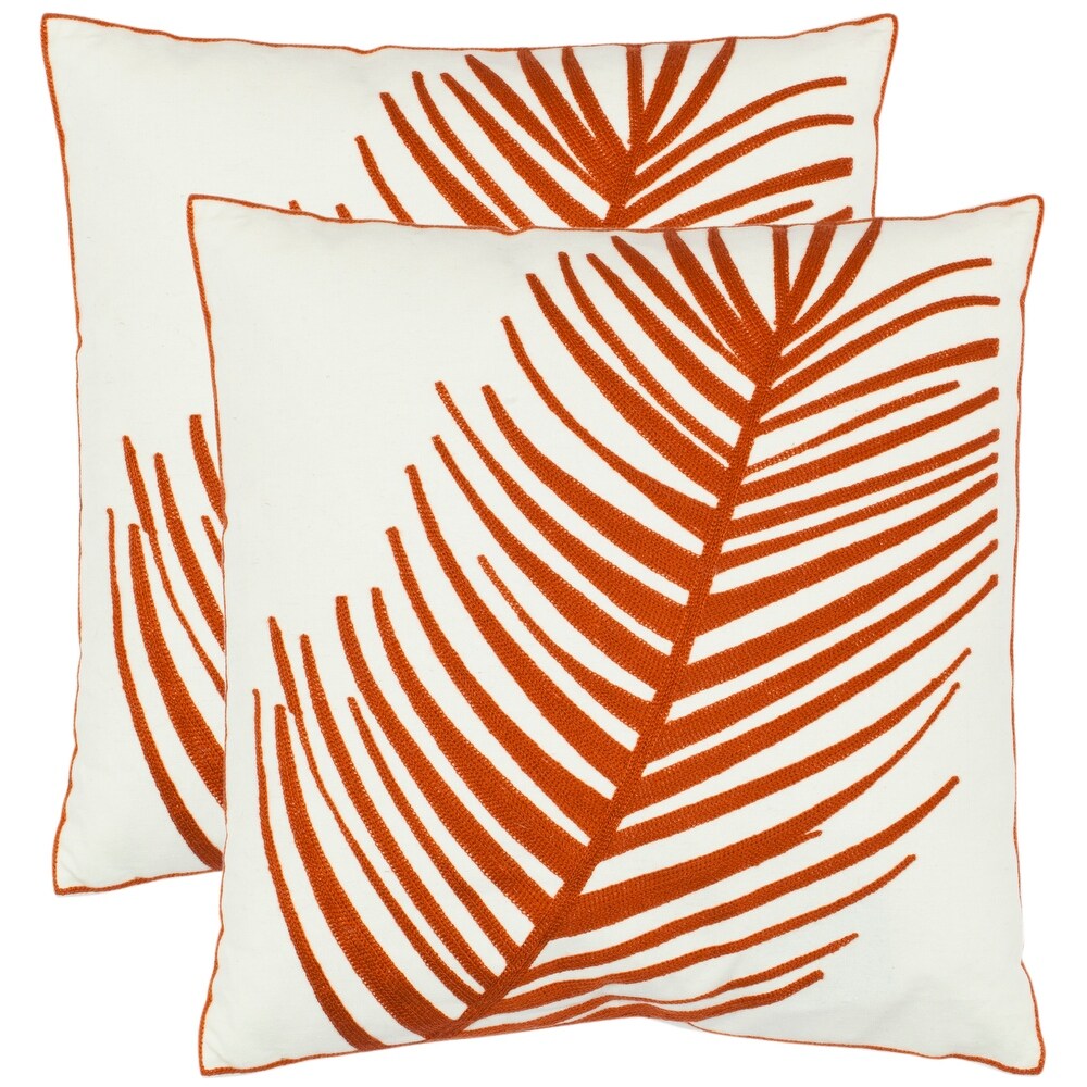 SAFAVIEH Fern 18 inch White Decorative Pillows (Set of 2)