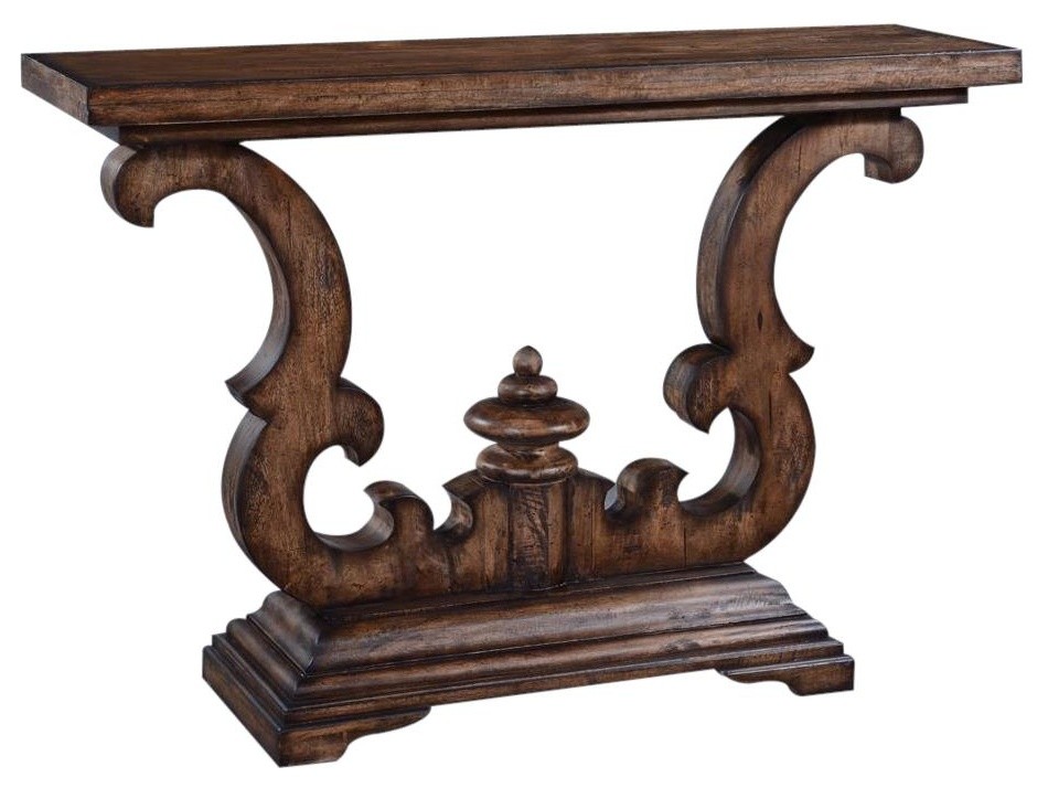 Console Table Cambridge Rustic Pecan Distressed Solid Wood Old World   Traditional   Console Tables   by EuroLuxHome  Houzz