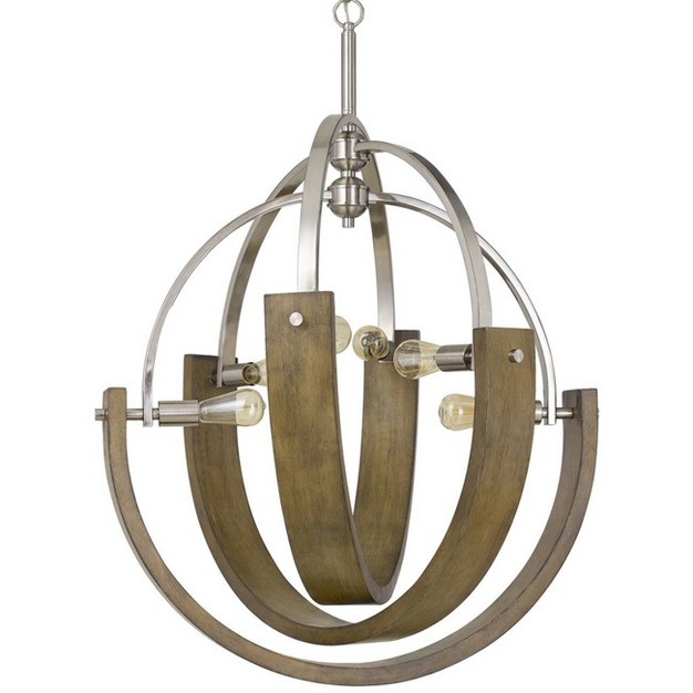 X 34 quot X 46 5 quot Metal wood Rauma Chandelier Brushed Steel Cal Lighting