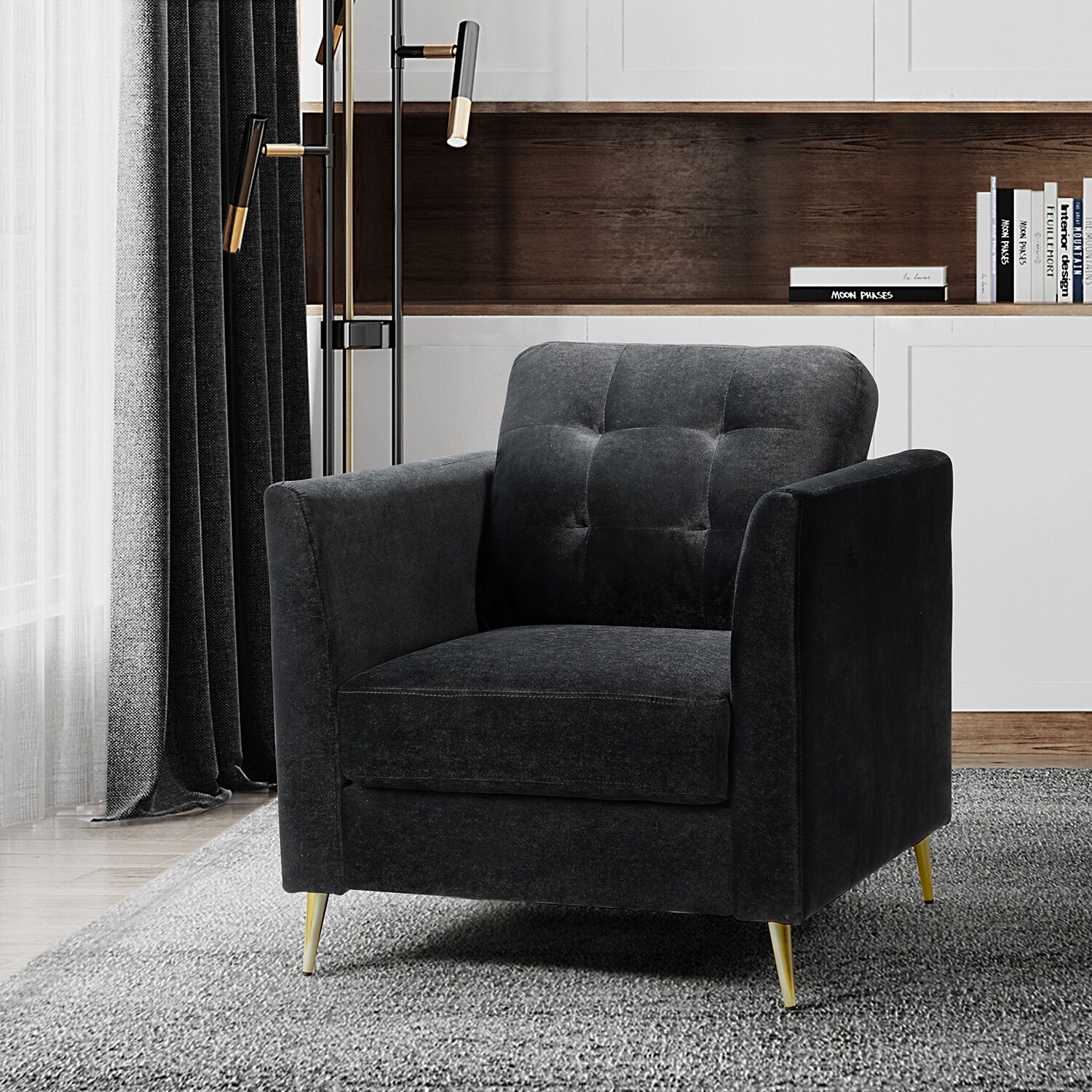 Clara Modern Upholstered Club Chair with Tufted Back by HULALA HOME