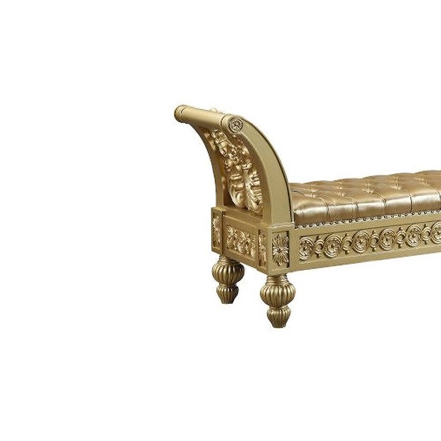 Seville Pu Bench Gold Finish Acme Furniture