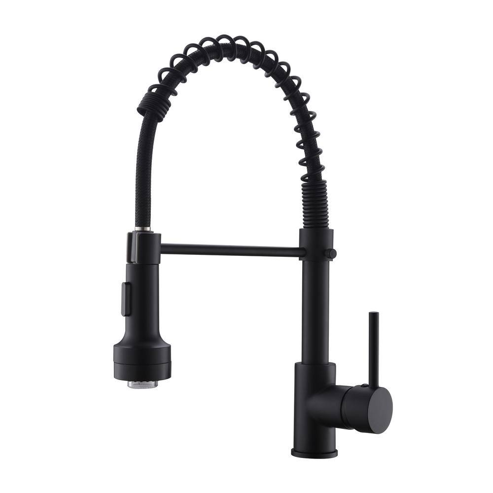 matrix decor Single-Handle Pull-Down Sprayer Kitchen Faucet with LED in Matte Black AL18933BLED