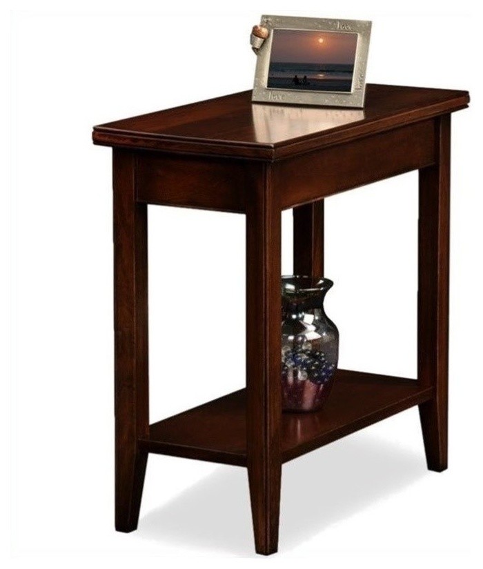 Bowery Hill Rectangular Transitional Wood End Table in Cherry   Transitional   Side Tables And End Tables   by Homesquare  Houzz