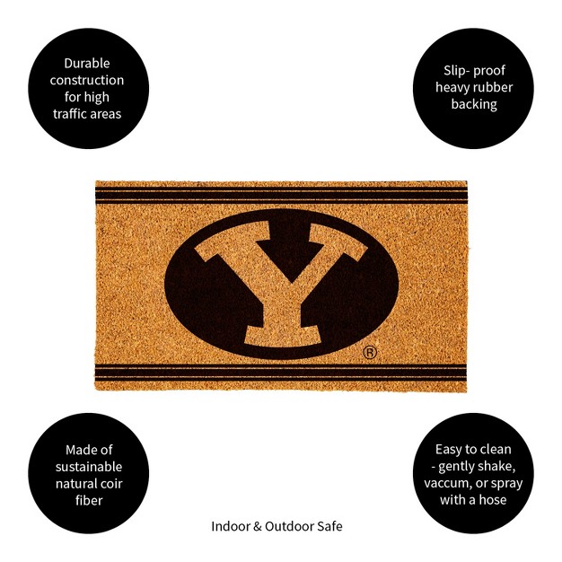 Evergreen Brigham Young University Logo Turf Mat Brown 28 X 16 Inches Indoor Outdoor Doormat