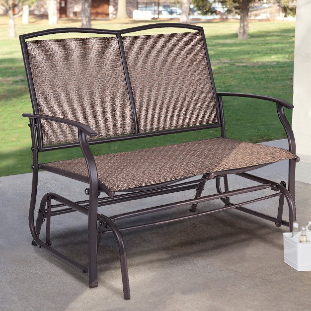 Costway Patio Glider Outdoor Rocking Bench Double 2 Person Chair Loveseat Armchair Backyard