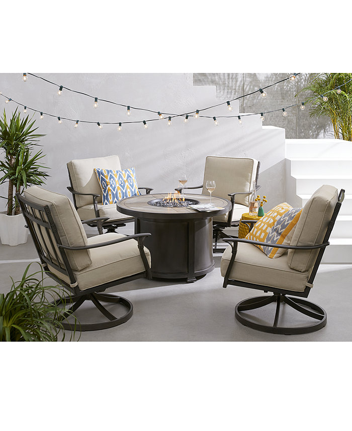 Agio Lexington Outdoor 5-Pc. Chat Set (1 Fire Pit and 4 Swivel Rocker Chairs)