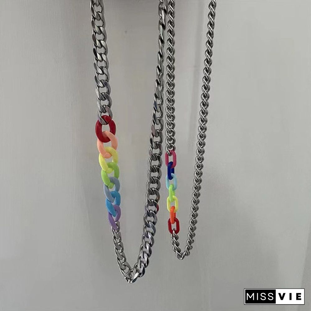 Rainbow Chain Titanium Steel Necklace