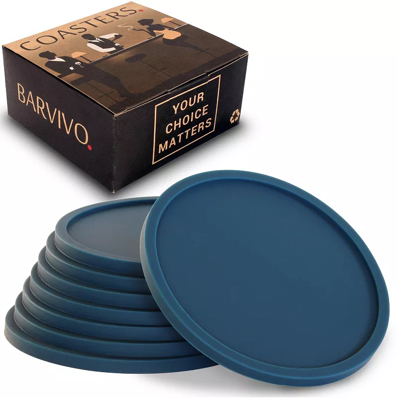 Silicone Coasters with Holder - Perfect Durable Coaster for Tabletop Protection， Anti Slip， Suitable for All Drinks and Table Types