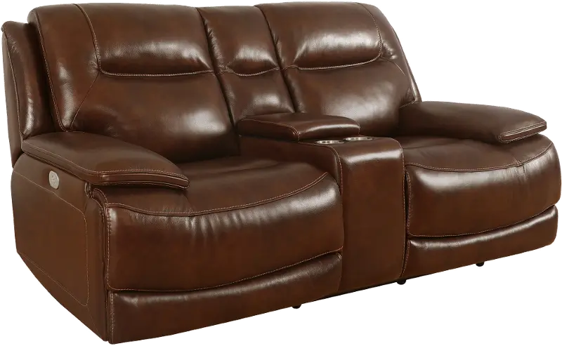 Colossus Brown Power Reclining Console Loveseat