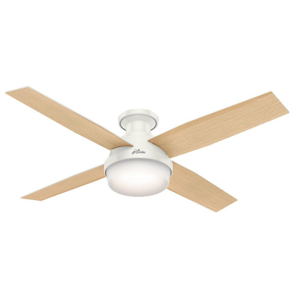 Hunter Dempsey 52 in Low Profile LED Indoor Fresh White Ceiling Fan with Universal Remote