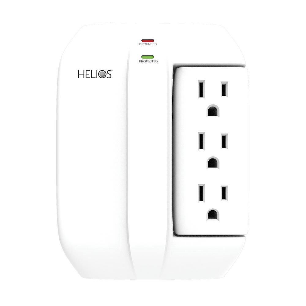 Helios 5-Outlet Wall Tap Surge Protector with 2 USB Charging Ports AS-HP-5R