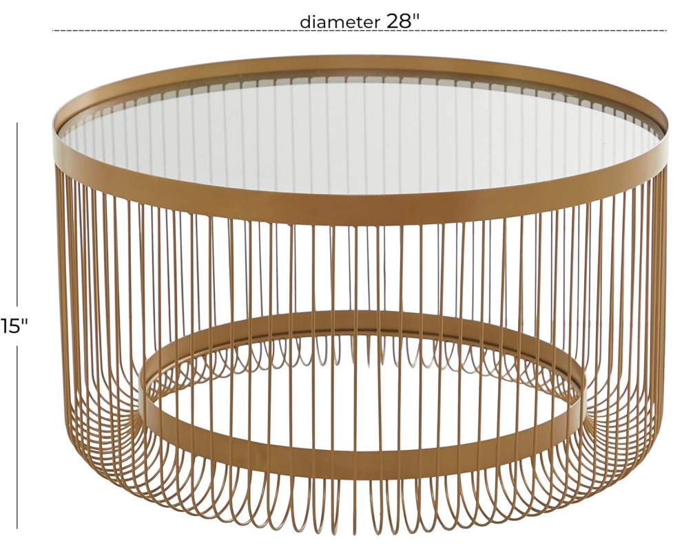 Contemporary Coffee Table  Minimalistic Wire Like Golden Body  ampClear Glass Top   Contemporary   Coffee Tables   by Decor Love  Houzz