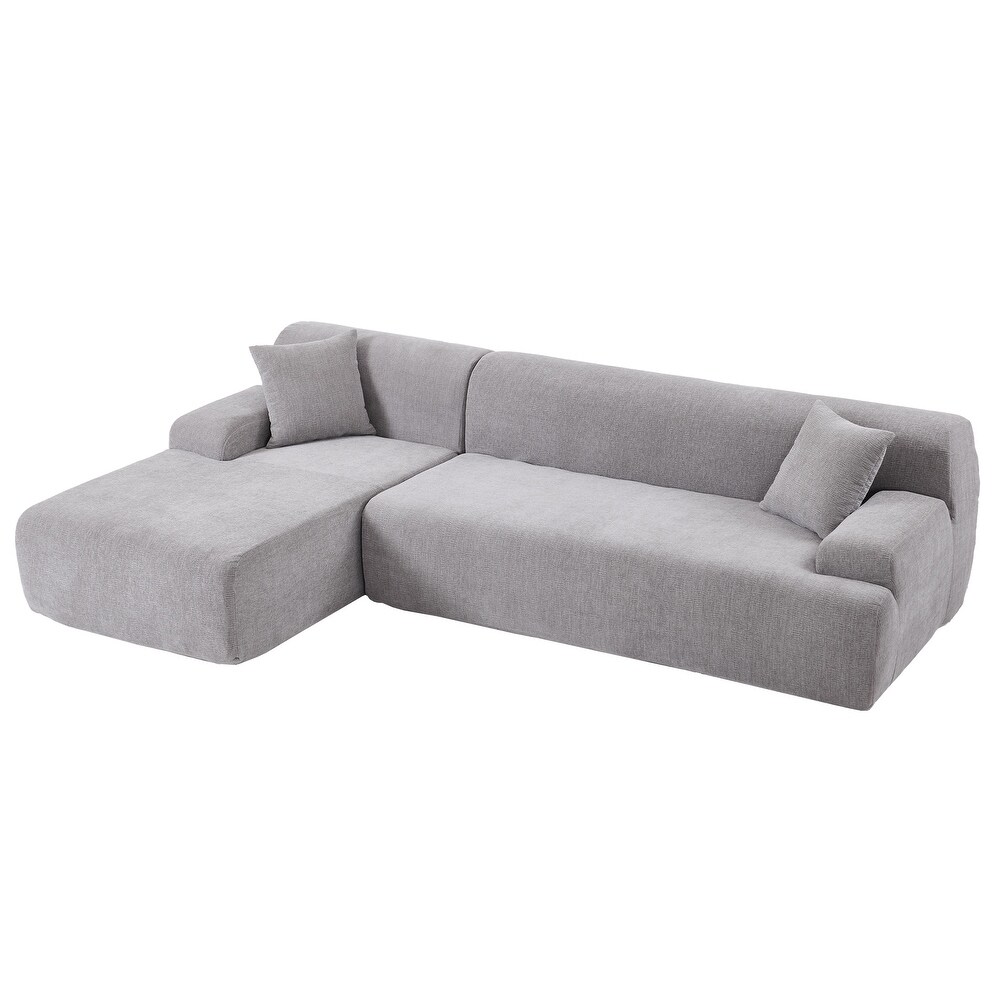 Modern Large Chenille Fabric Modular Sectional Sofa  3 Seats L Shape Couch Set with Chaise for Living Room  Bedroom