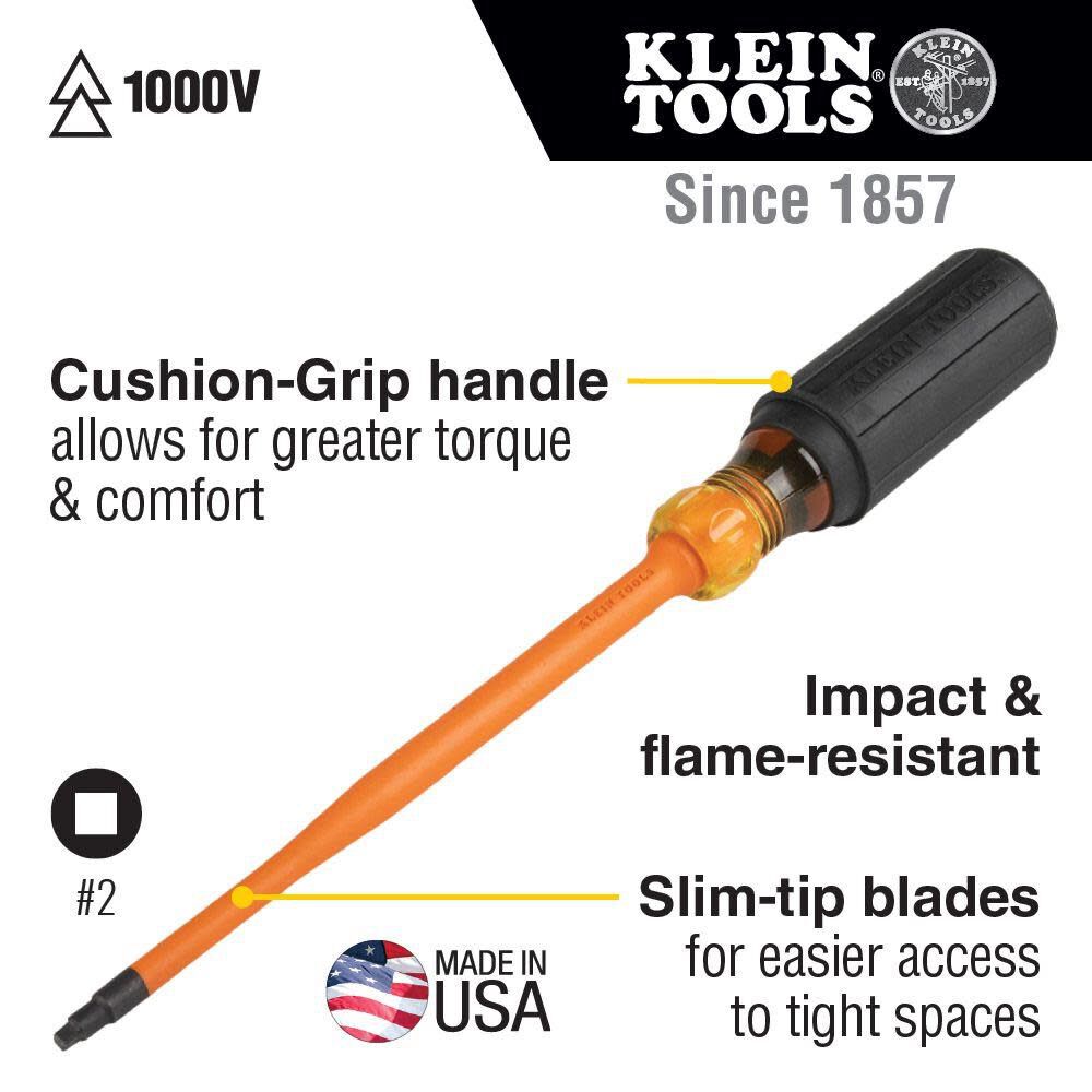 Klein Tools Insulated Screwdriver #2 SQ 4