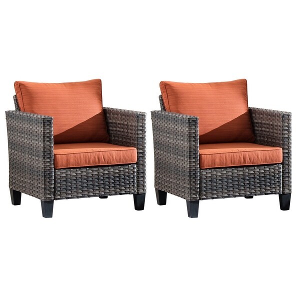 OVIOS 2piece Outdoor Highback Wicker Single Chairs