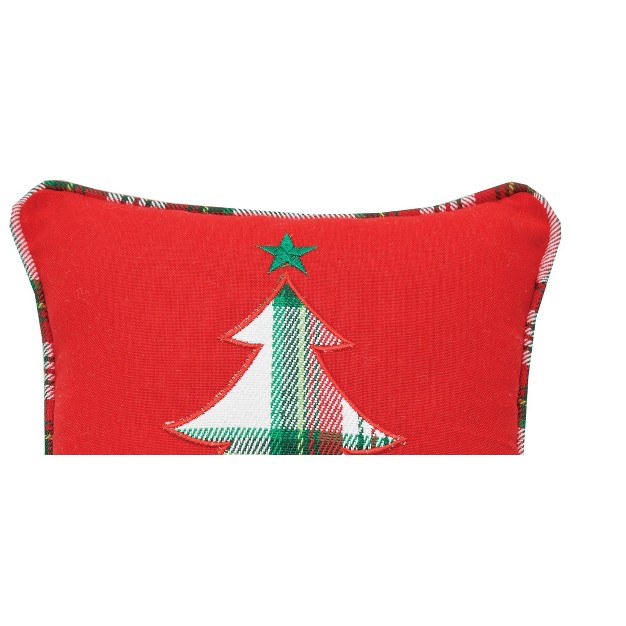 C amp f Home Plaid Christmas Tree Applique Throw Pillow