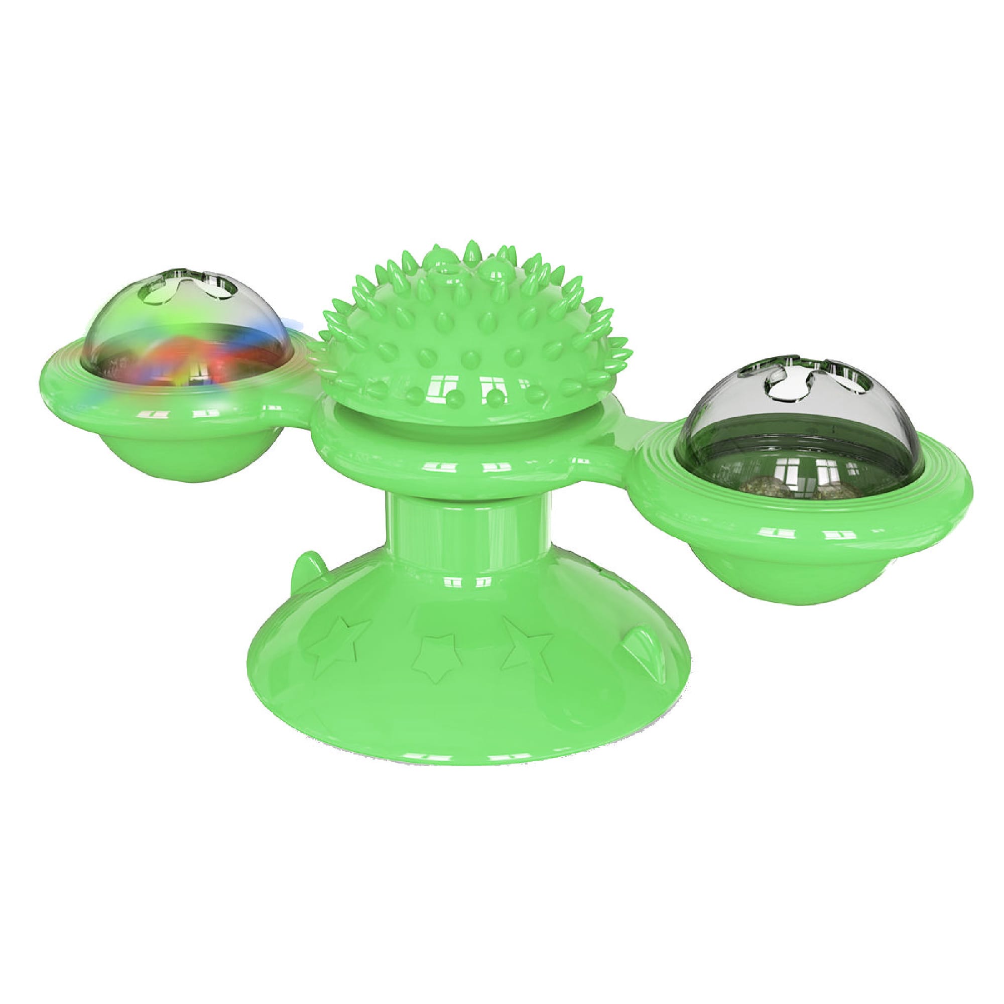 PET LIFE Green 'Windmill' Rotating Suction Cup Spinning Cat Toy