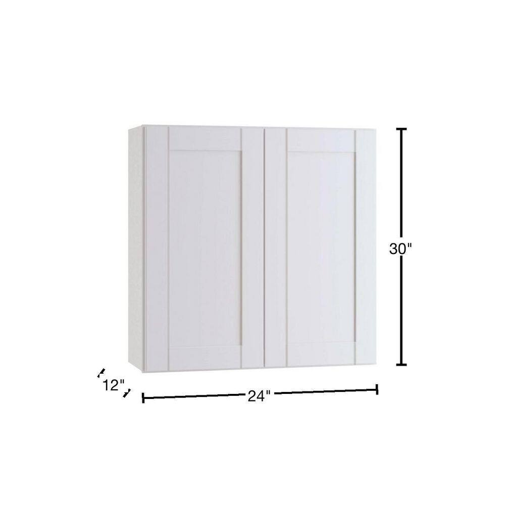 Home Decorators Collection Washington Vesper White Plywood Shaker Stock Assembled Wall Kitchen Cabinet Soft Close 24 in. x 30 in. x12 in. W2430-WVW