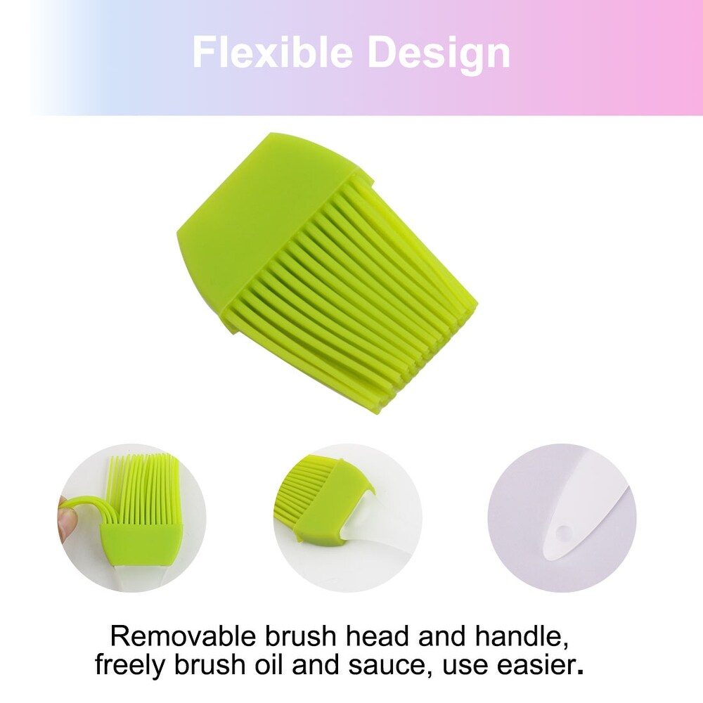 2pcs Flexible Silicone Brush Heat Resistant Non stick Cooking Tool   Green