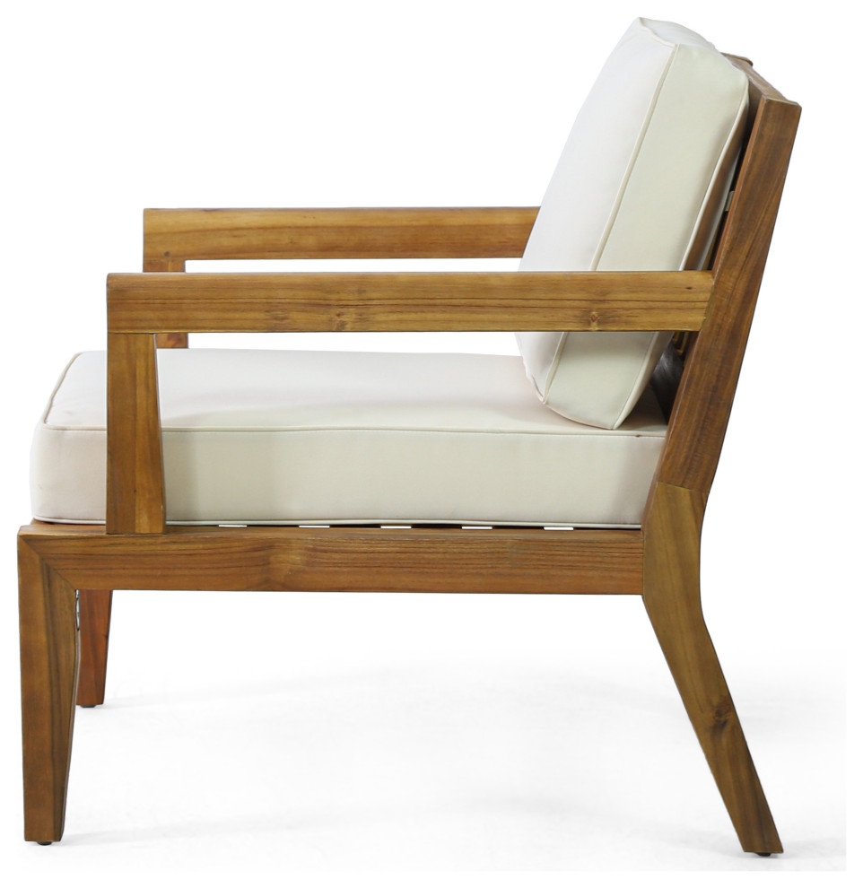 Camak Outdoor Acacia Wood Club Chairs with Cushions (Set of 2)   Transitional   Outdoor Lounge Chairs   by GDFStudio  Houzz