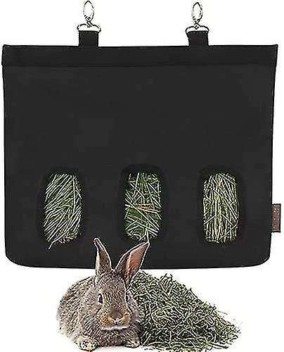 Rabbit Hay Feeder Bag， Hay Feeder For Bunny Guinea Pig Chinchilla Hamsters Small Animals，  Hanging Feeder For Rabbit  600d Oxford Cloth Fabric(black)