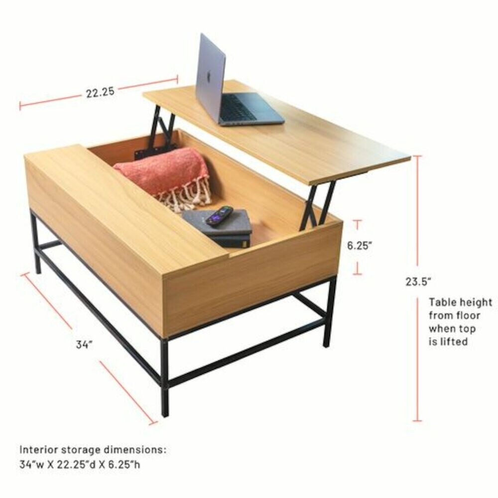 Lift Top Coffee Table with Hidden Storage for Living Room  Apartment and Dorm