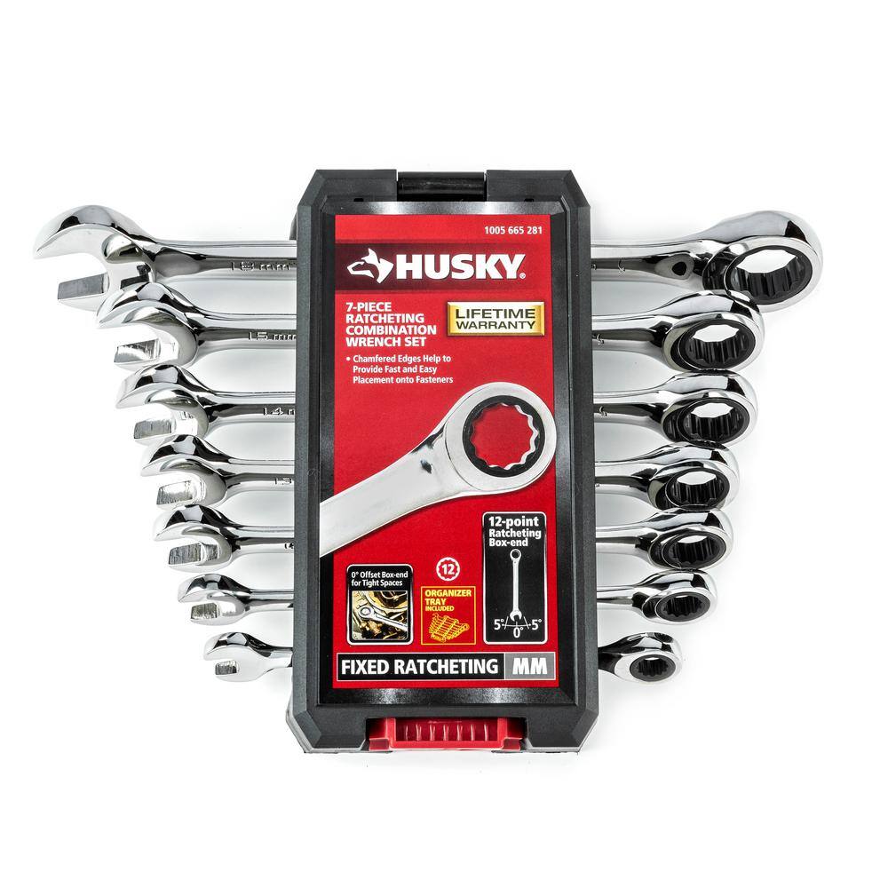 Husky Ratcheting MM Combination Wrench Set (7-Piece) HRW7PCMMN-06