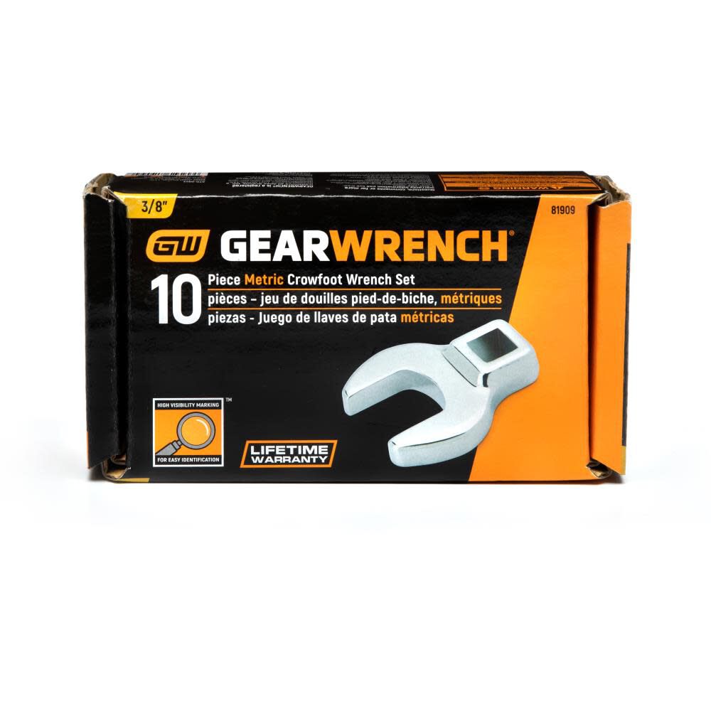 GEARWRENCH Crowfoot Wrench 10pc Set 3/8